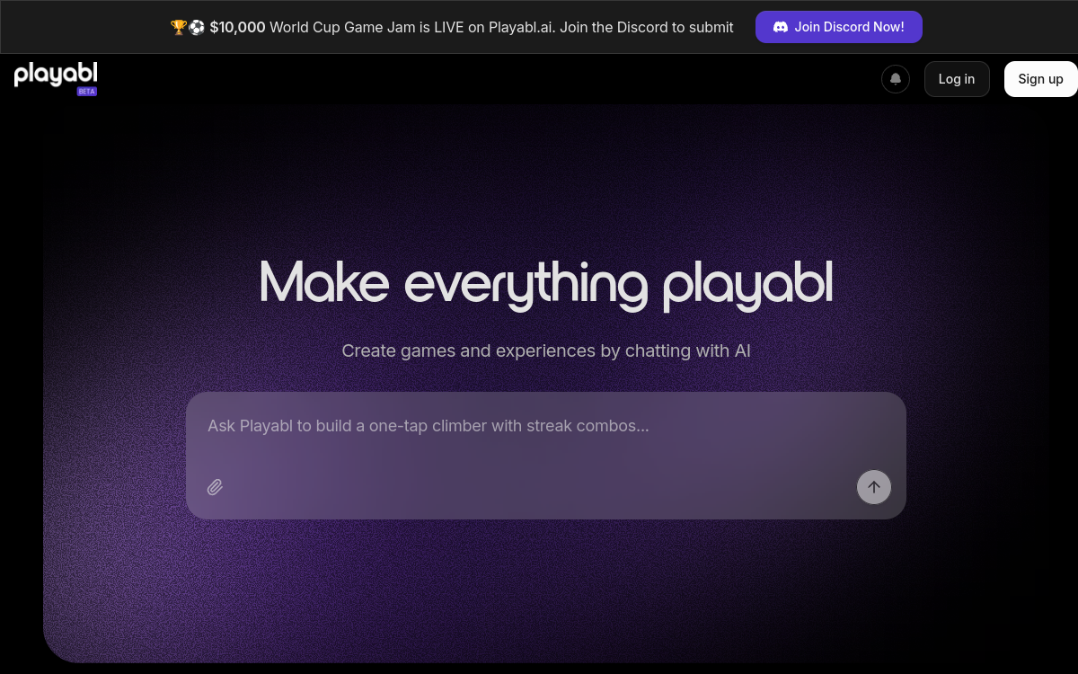 Playabl — Create Games with AI, No Code Required 网站预览