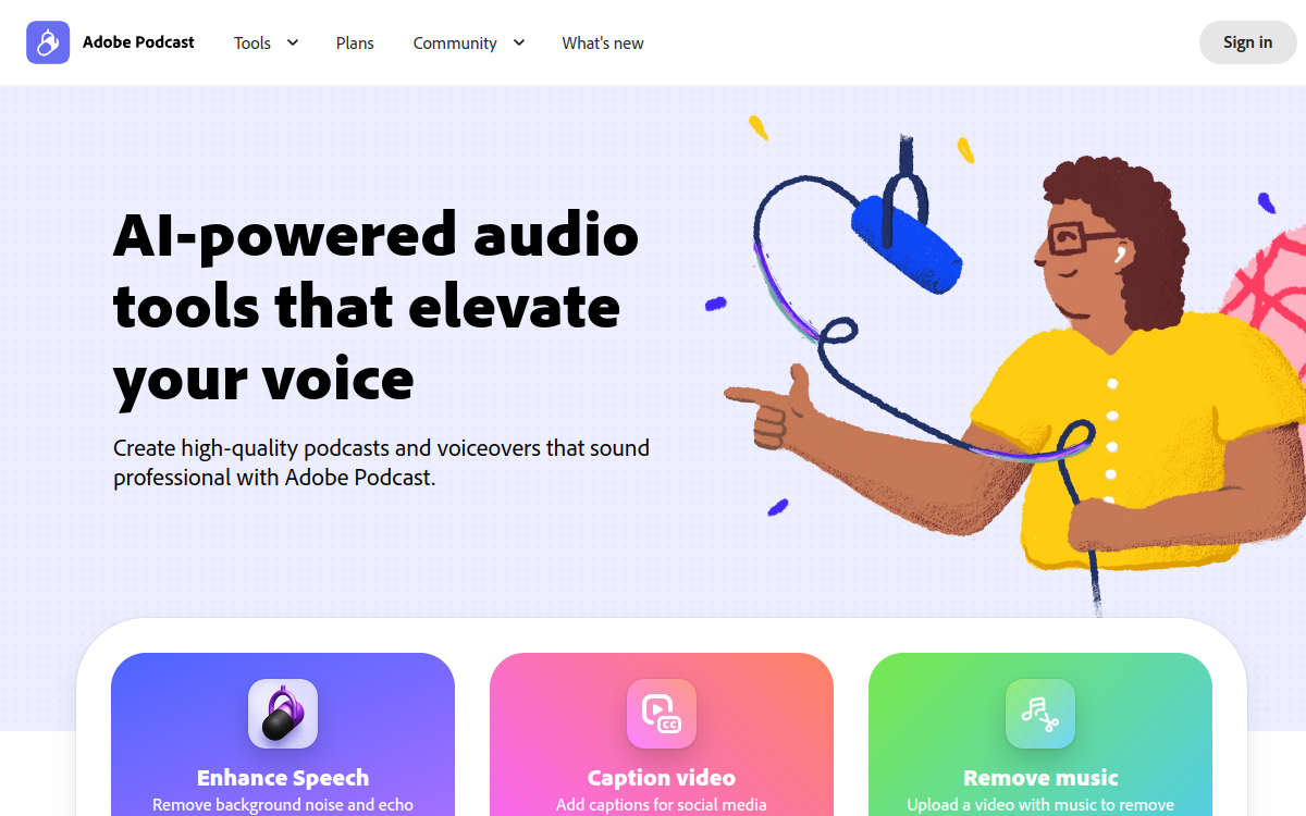 Adobe Podcast | AI audio recording and editing, all on the web 网站预览