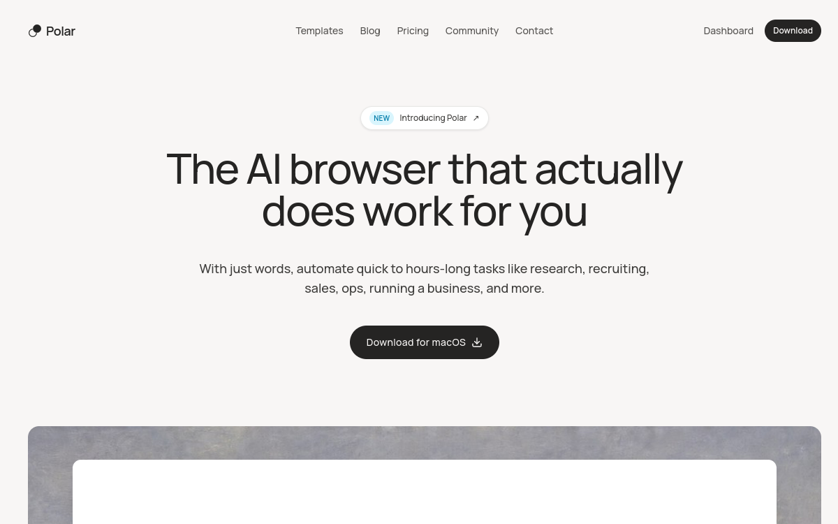 Polar: AI Browser website screenshot