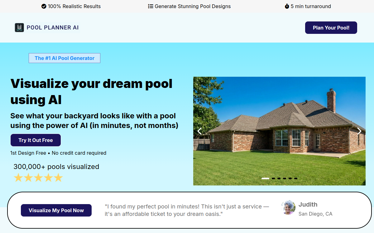 Pool Planner AI website screenshot