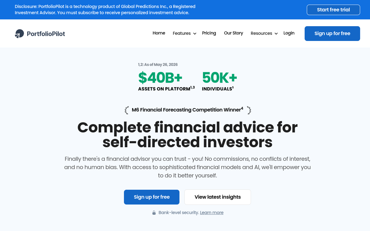 PortfolioPilot Insights website screenshot