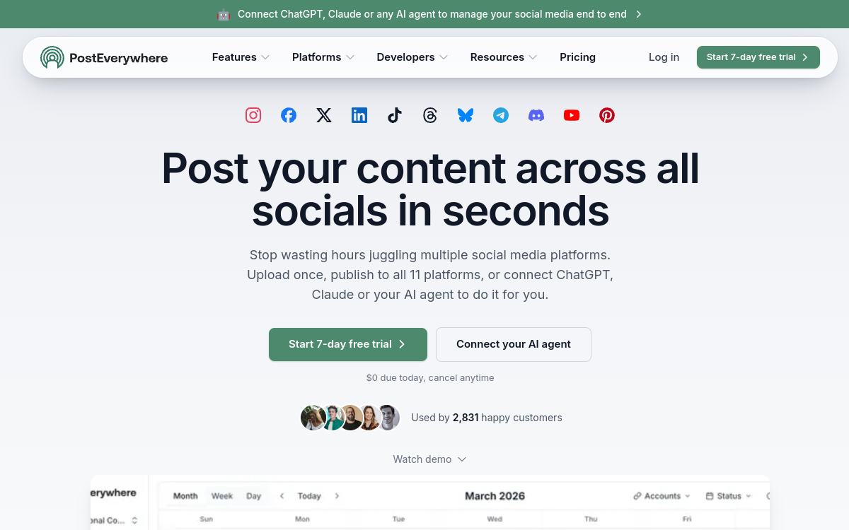 PostEverywhere.ai website screenshot