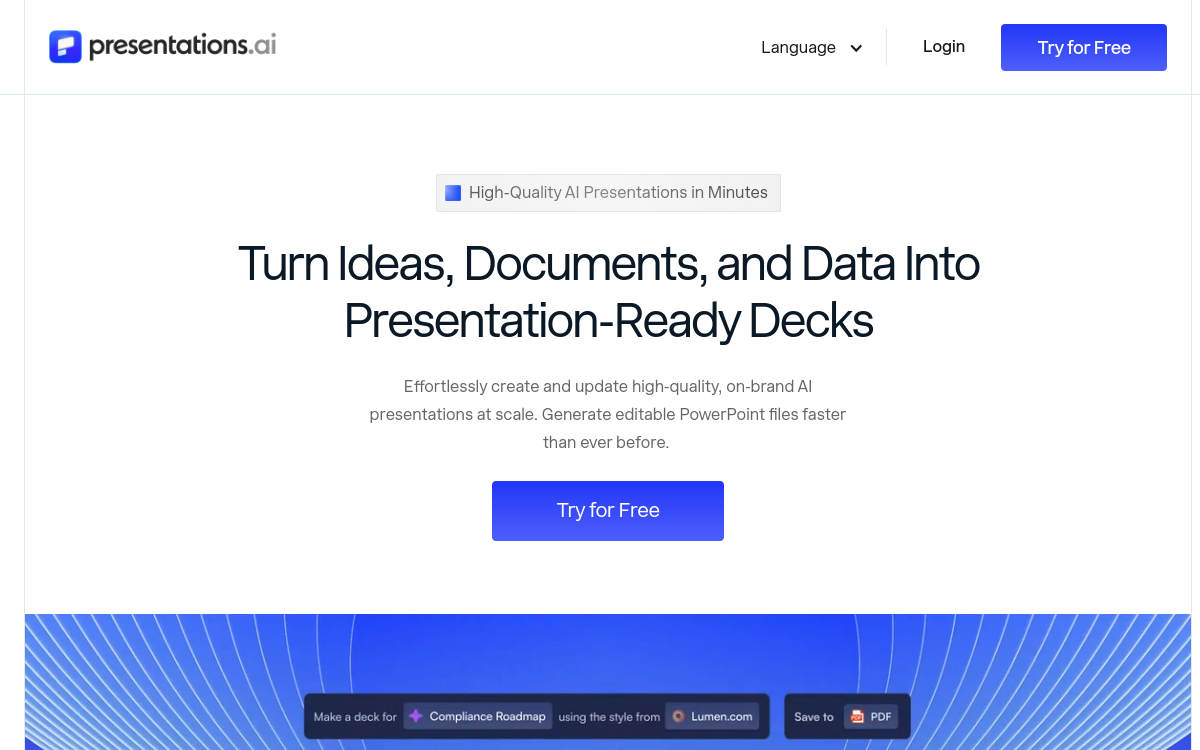 Presentations.ai website screenshot