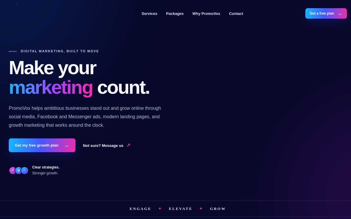 Live preview of the Promovox Solutions website