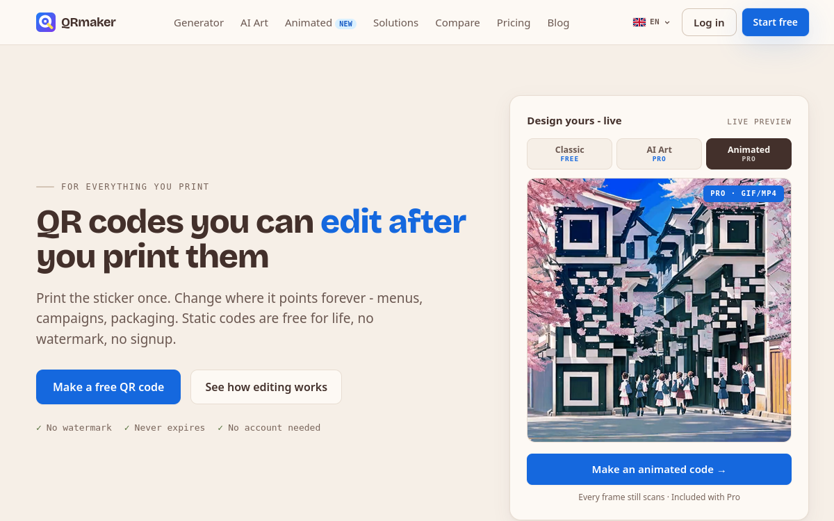 Qrmkr.io website screenshot