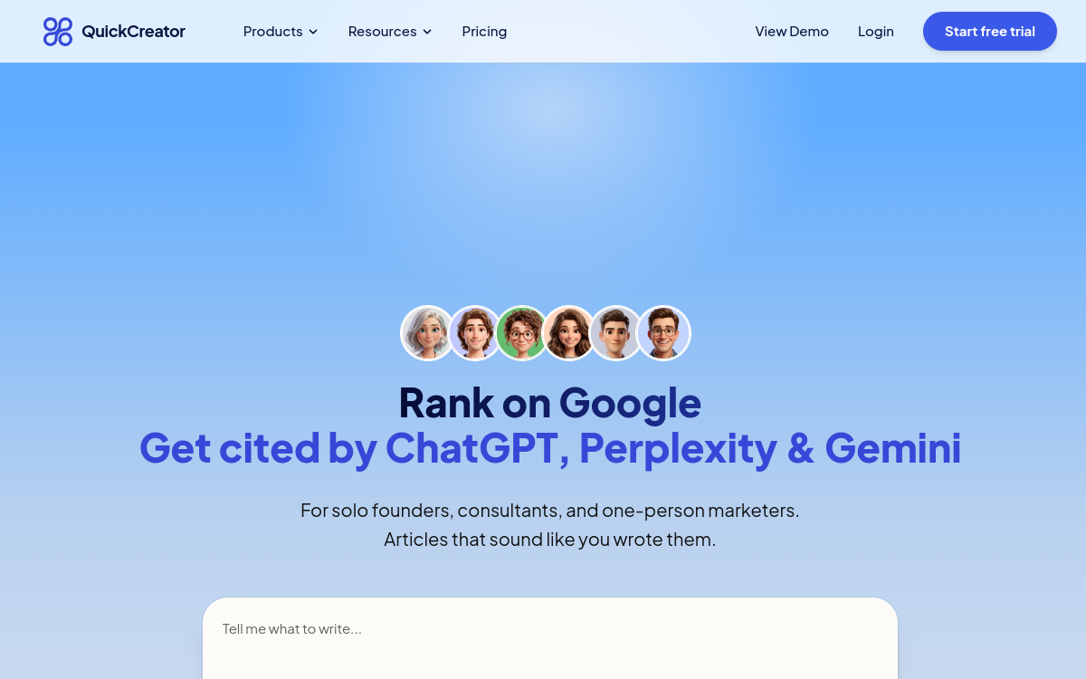 Quick Creator website screenshot