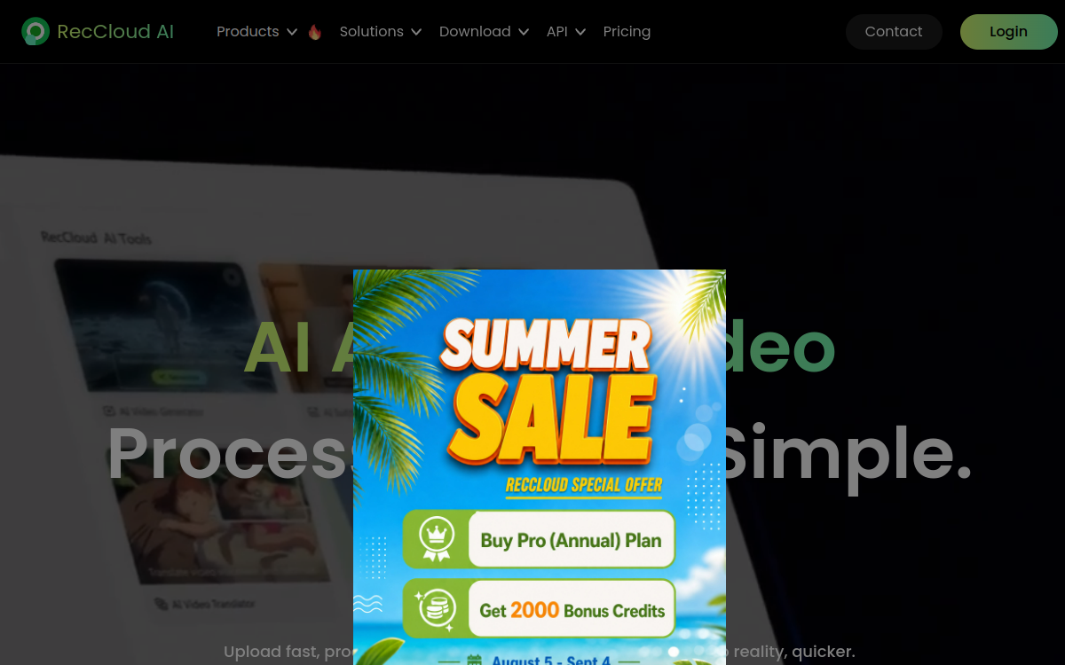 RecCloud website screenshot