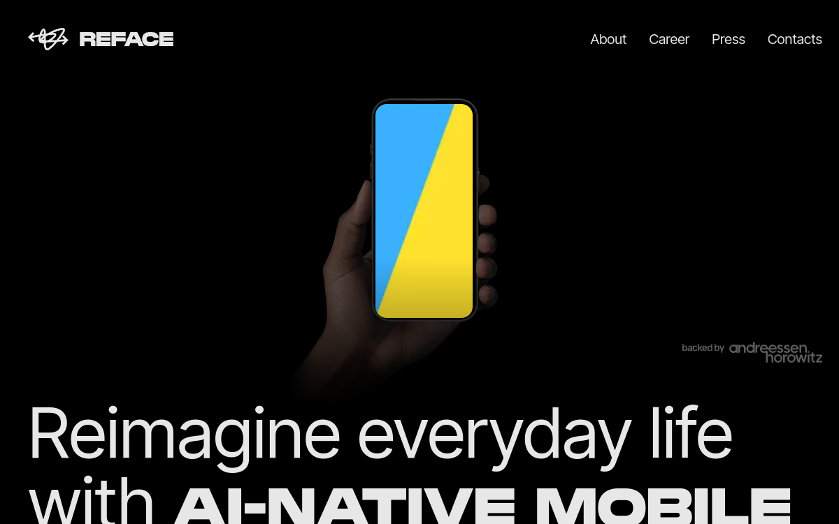 Reface AI website screenshot