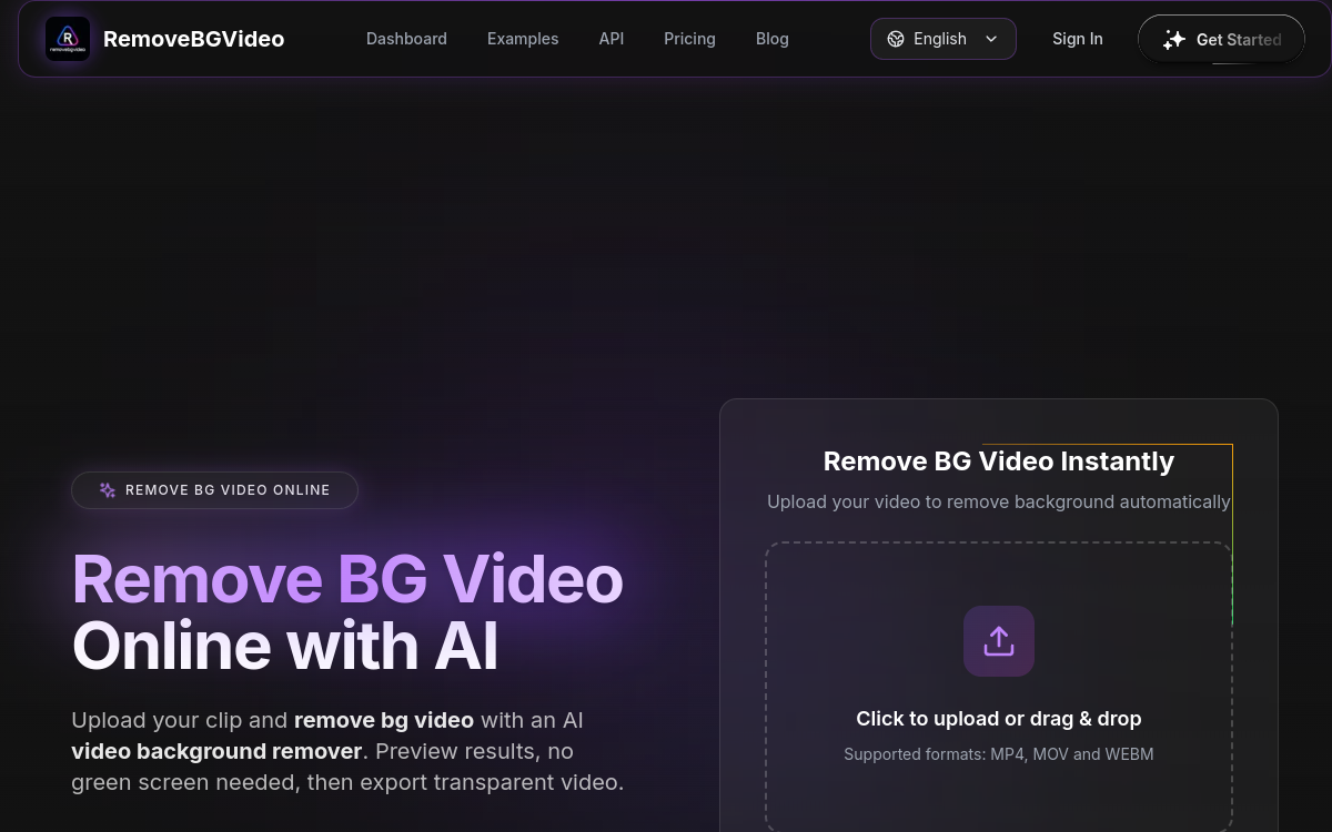 remove bg video website screenshot