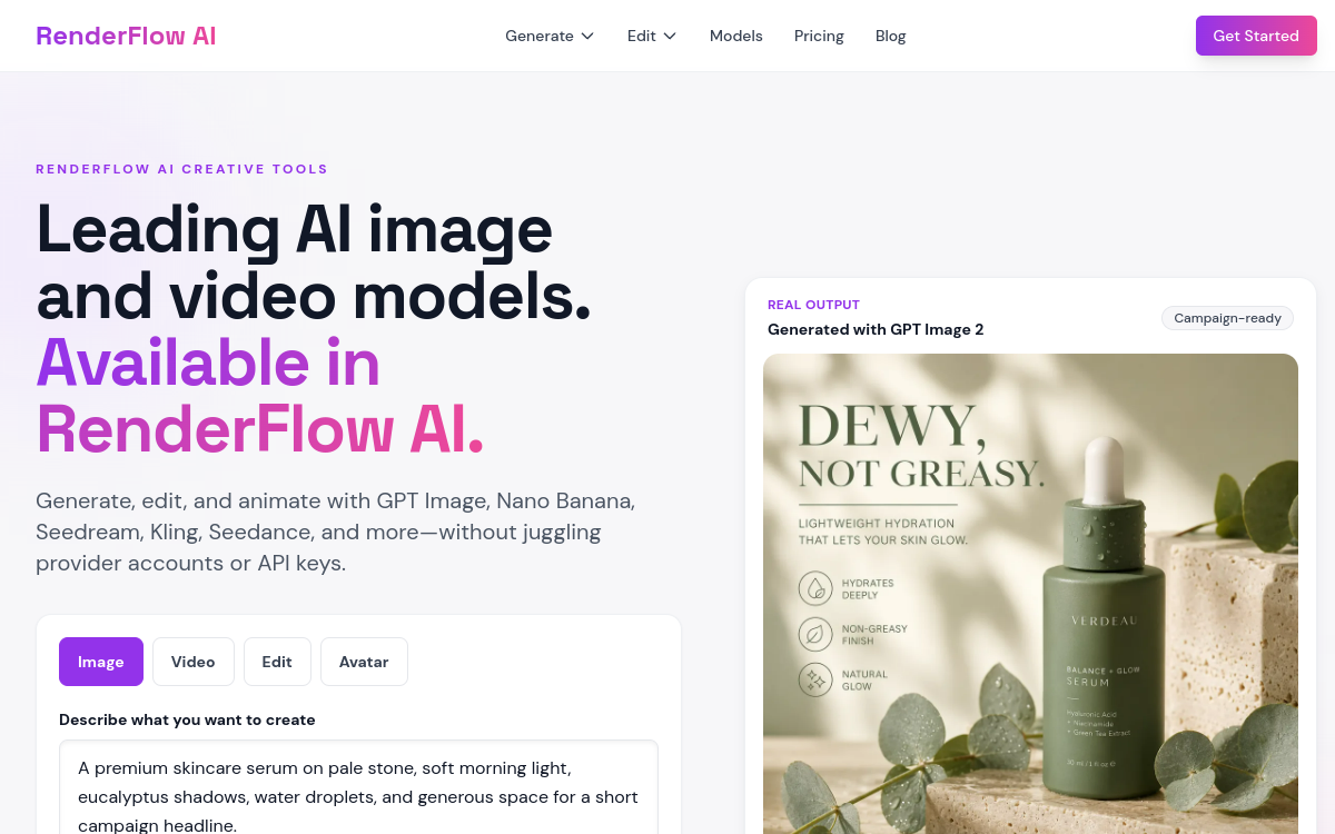 RenderFlow AI website screenshot