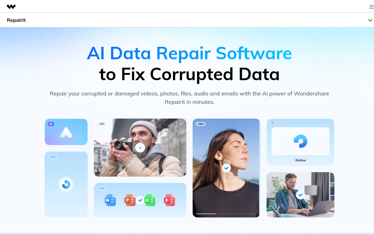 Wondershare Repairit website screenshot