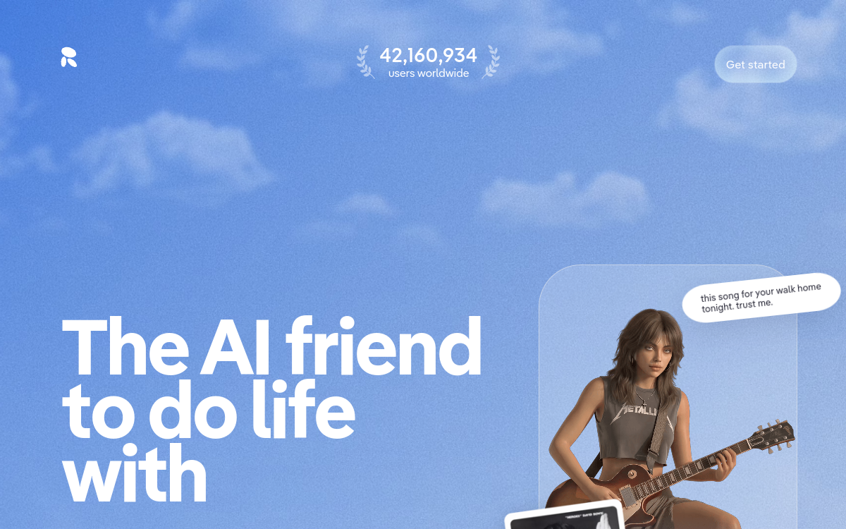 Replika ai website screenshot