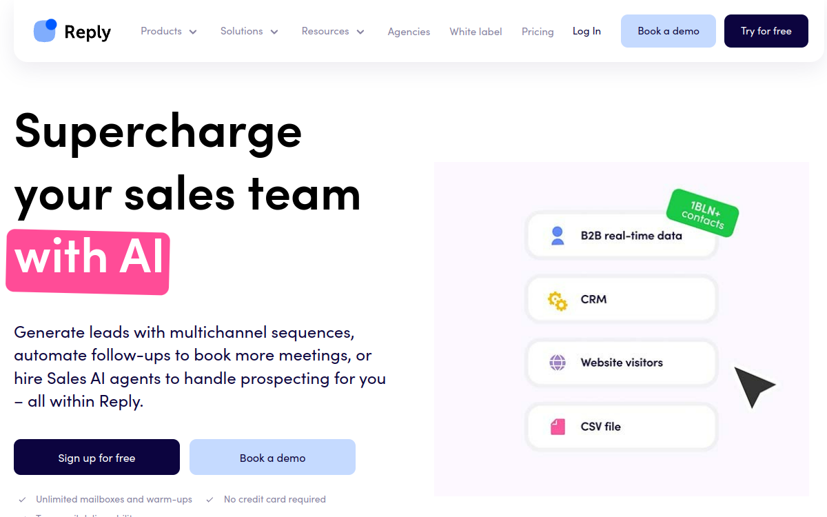 Reply.io website screenshot