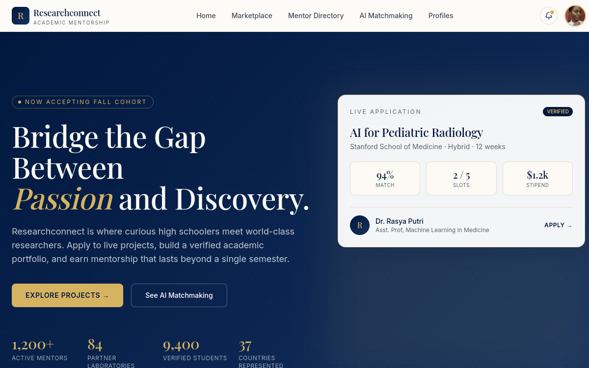 Research Connect — live screenshot