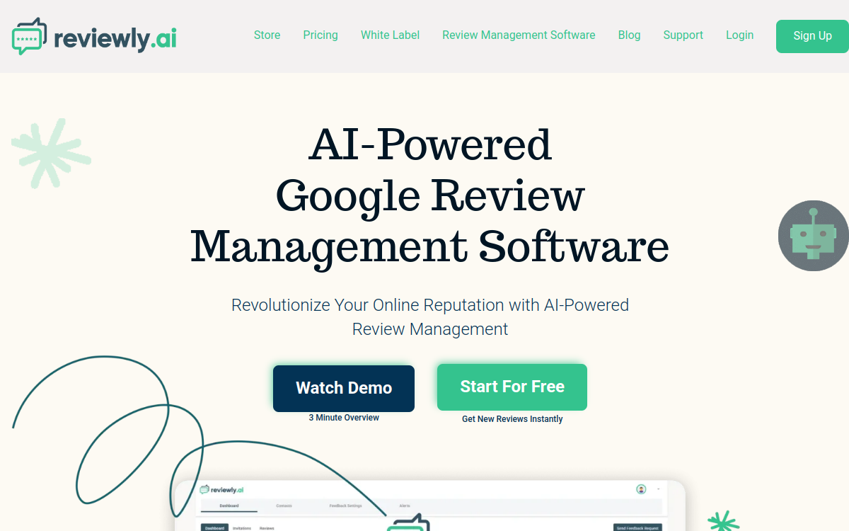 Reviewly AI website screenshot