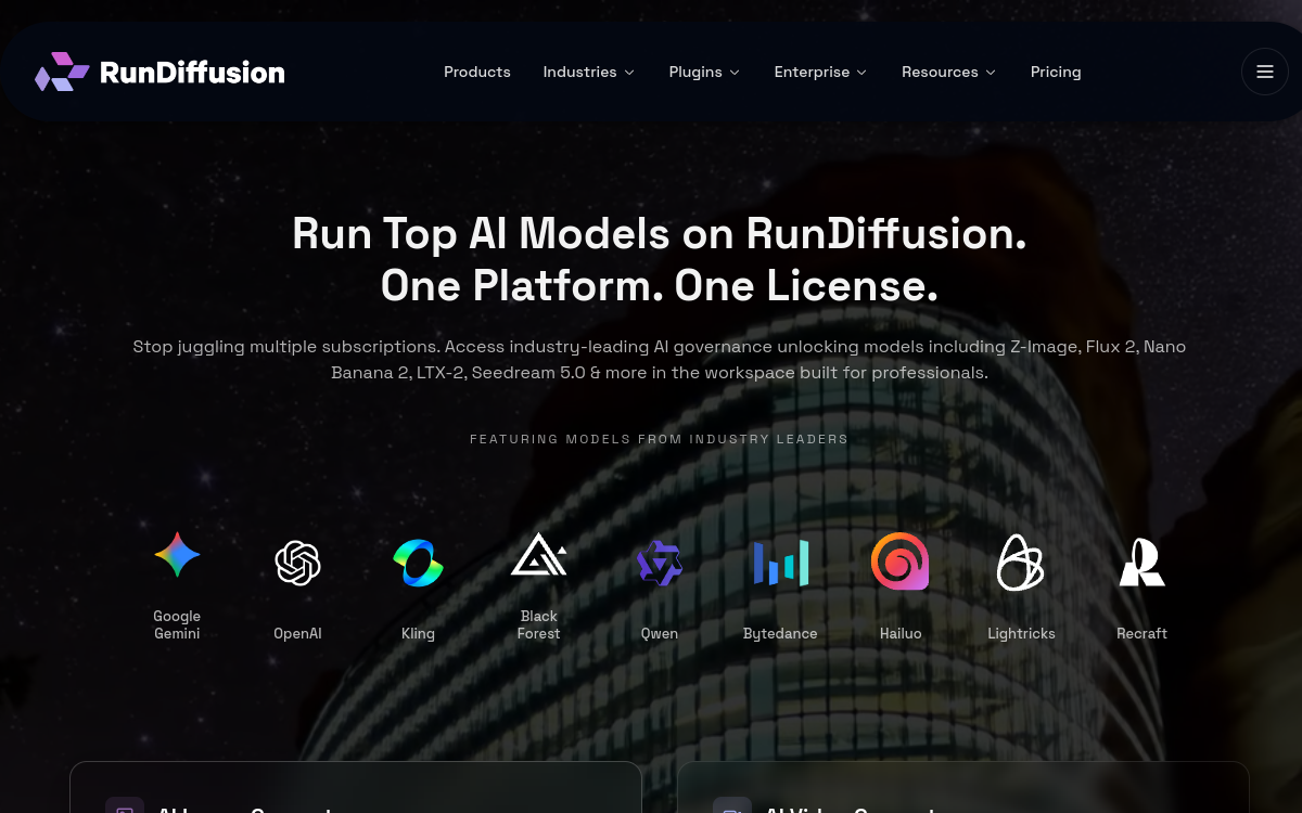 RunDiffusion website screenshot