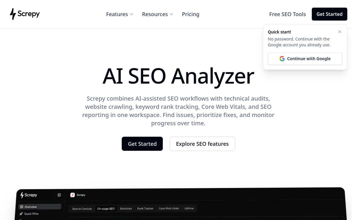 Screpy website screenshot