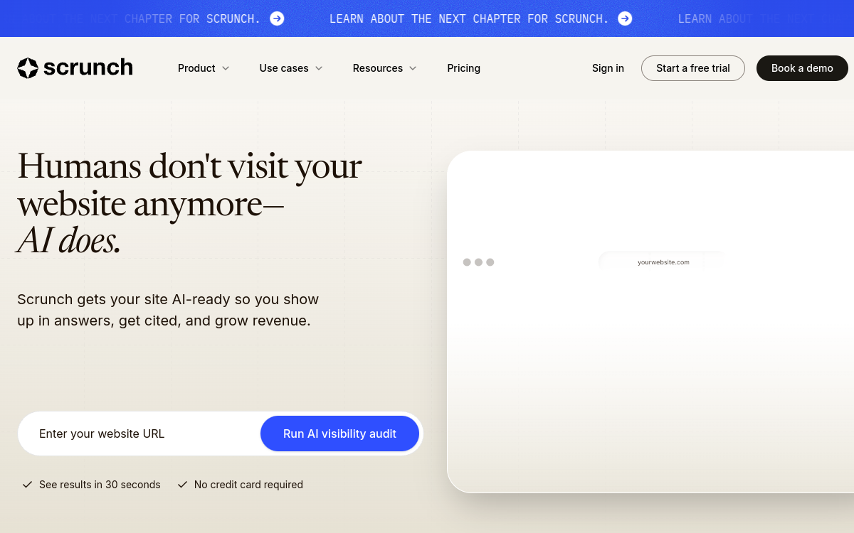 Scrunch AI homepage screenshot