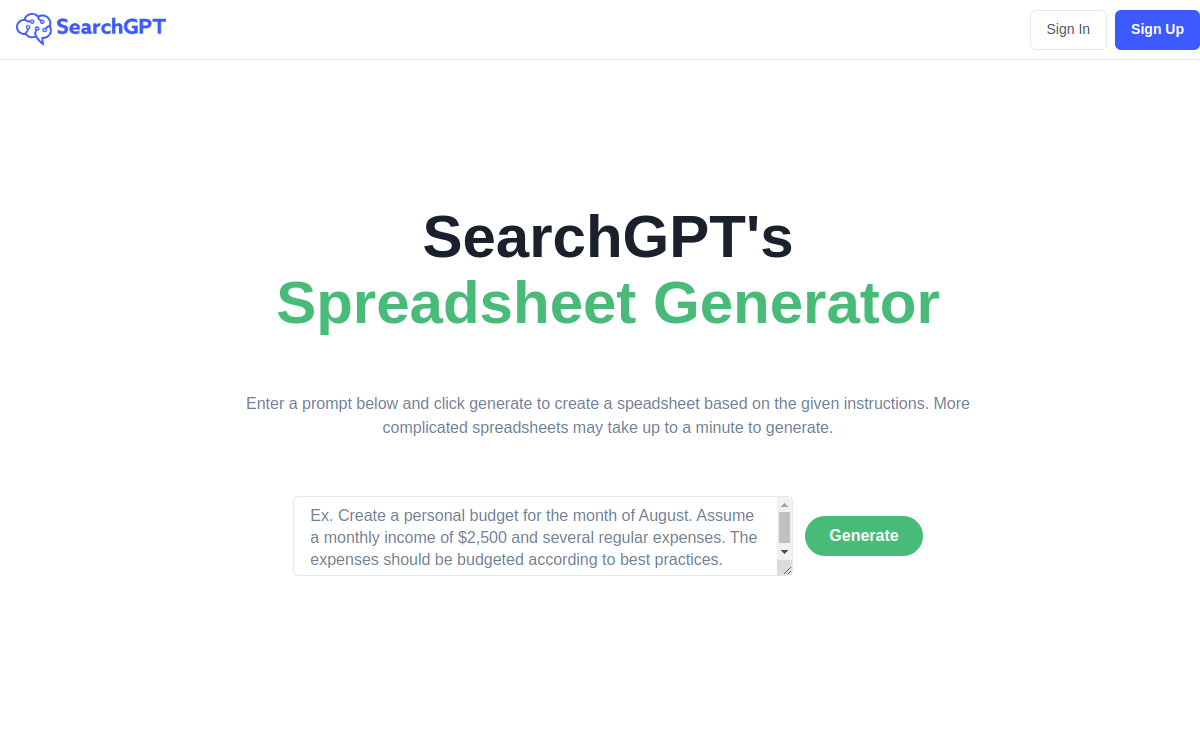 SearchGPT website screenshot