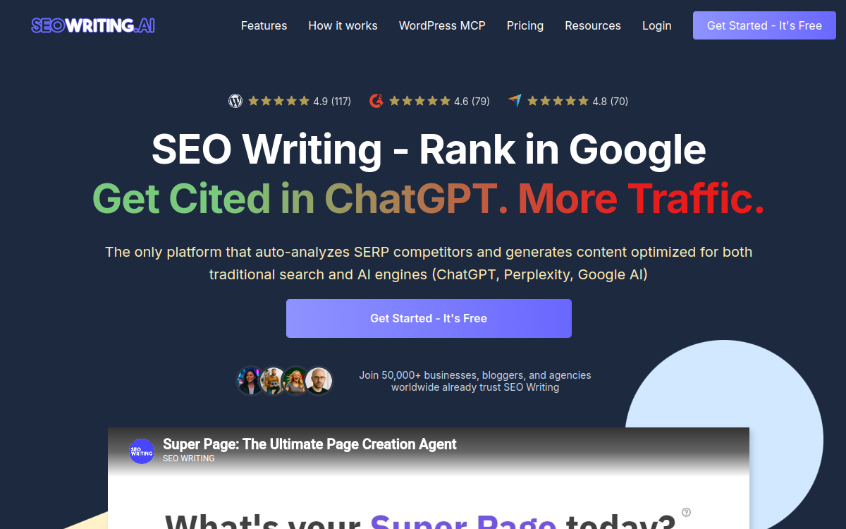 SEOWriting website screenshot