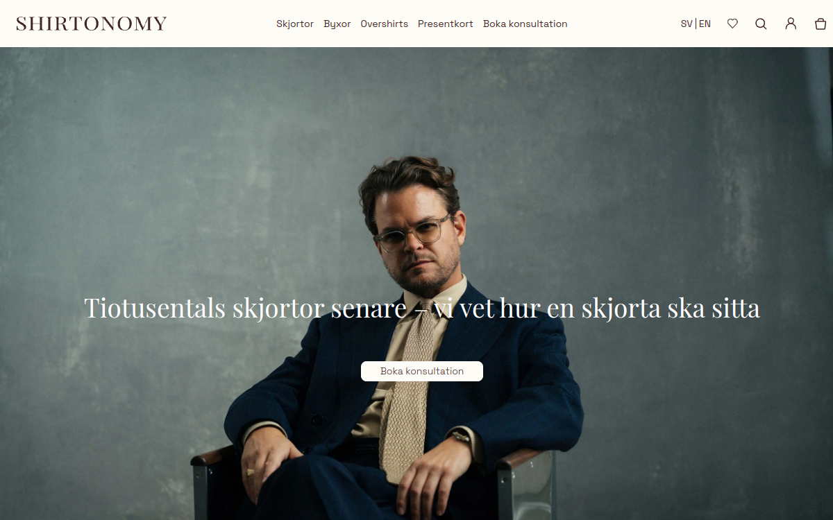 Shirtonomy Shopify store screenshot