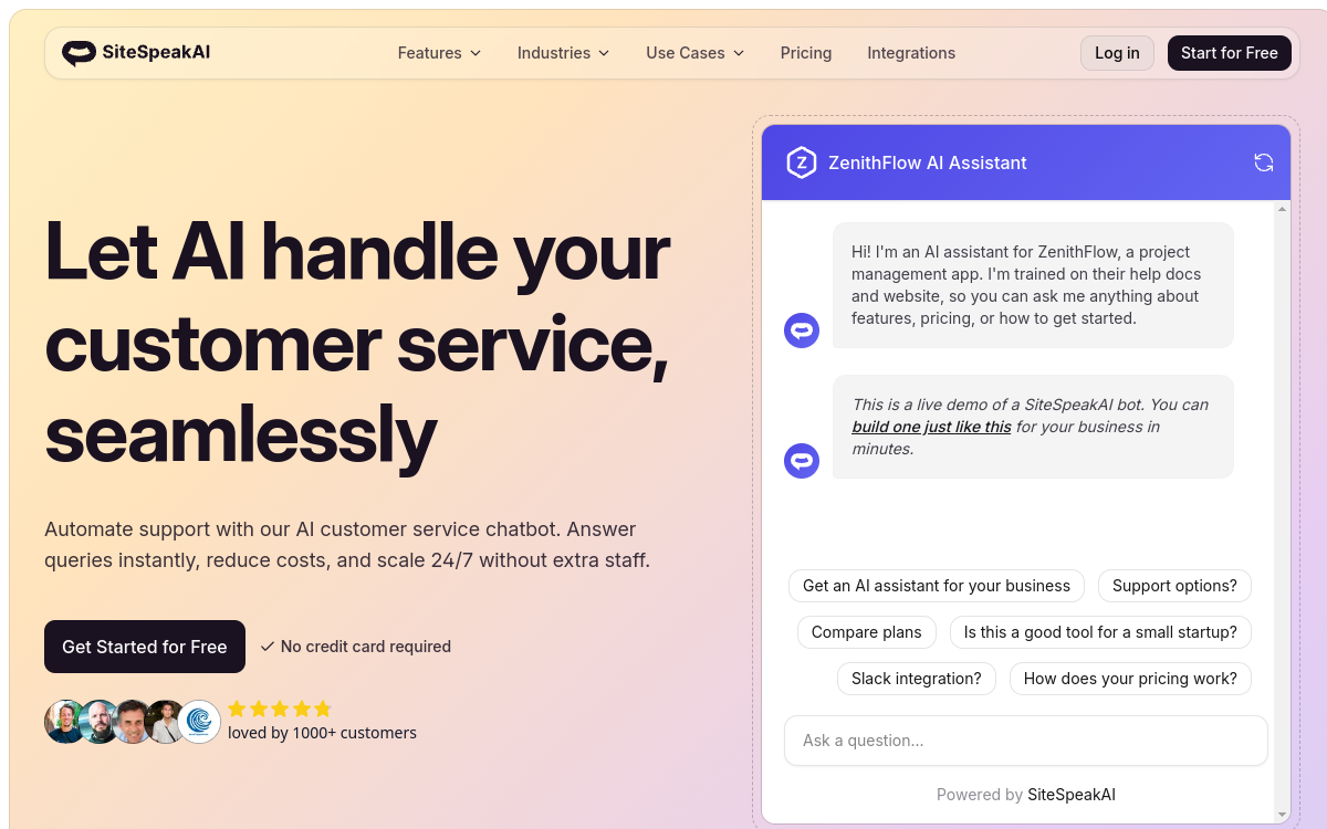 SiteSpeak AI screenshot