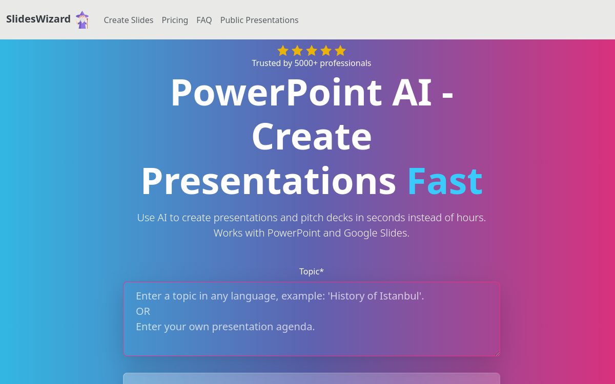 SlidesWizard.io website screenshot