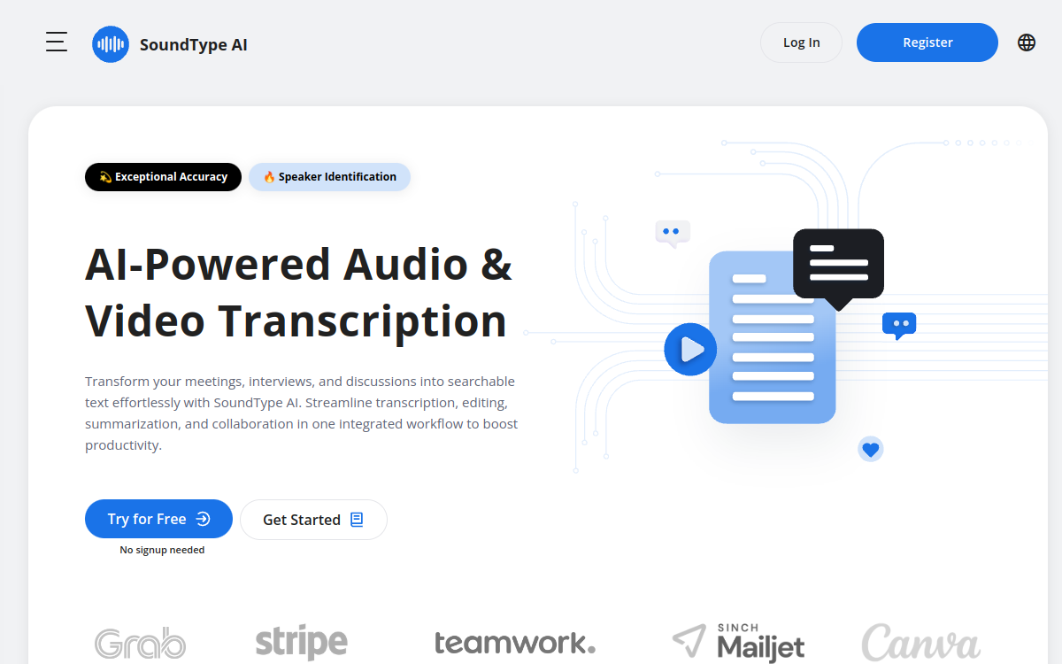 SoundType AI website screenshot