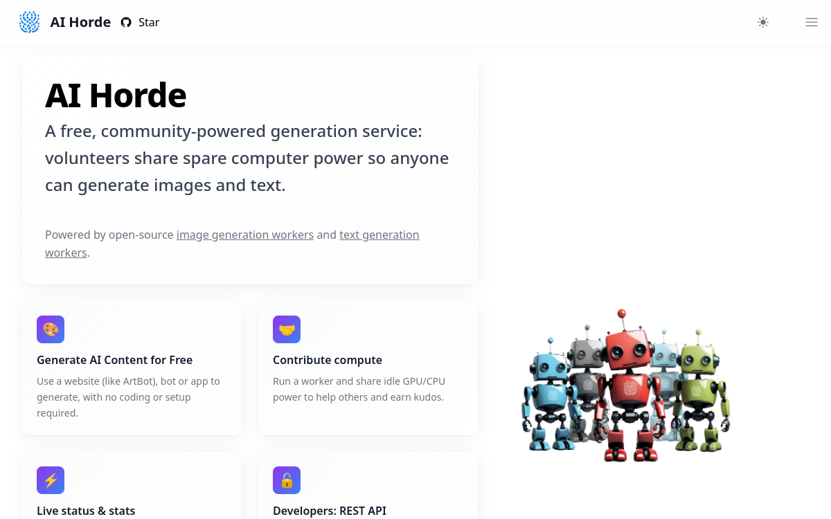 Stable Horde website screenshot