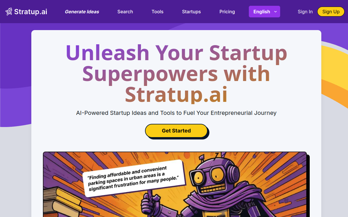 Stratup.ai website screenshot