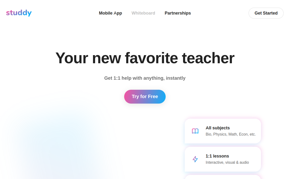 Studdy website screenshot