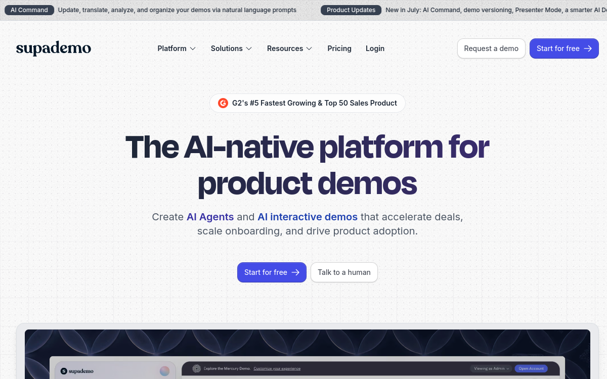 Supademo 2.0 website screenshot
