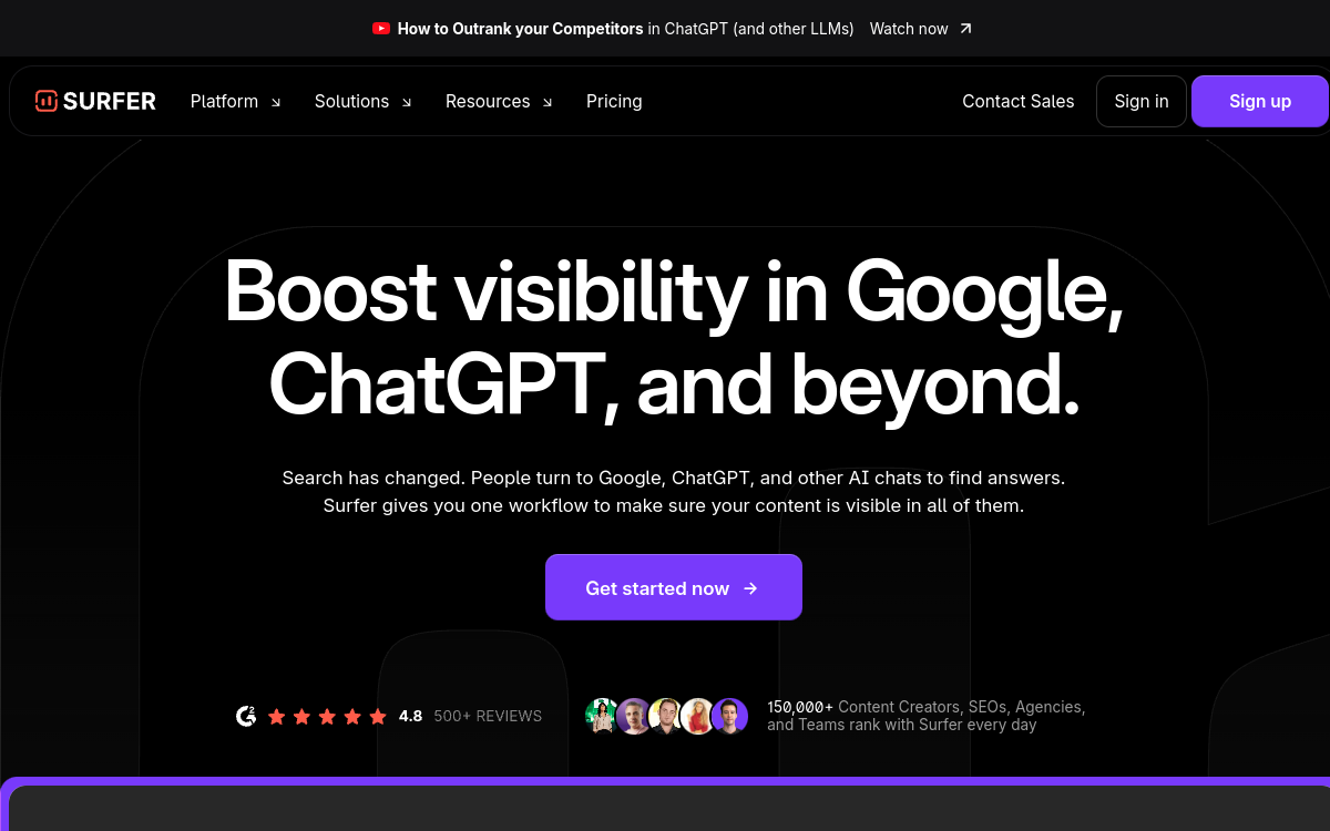 Surfer SEO screenshot