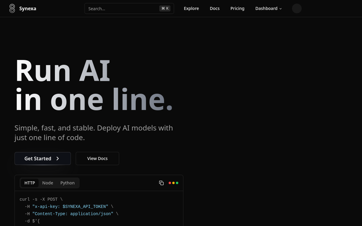 Synexa AI website screenshot