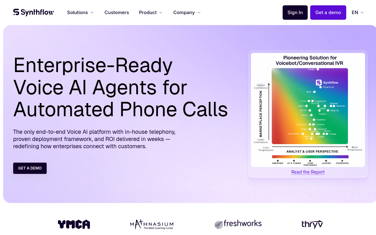 Synthflow.ai website screenshot