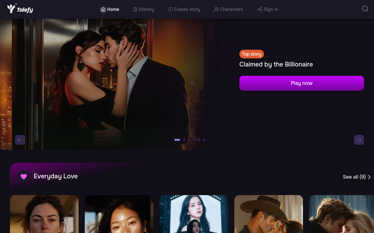 Talefy website screenshot