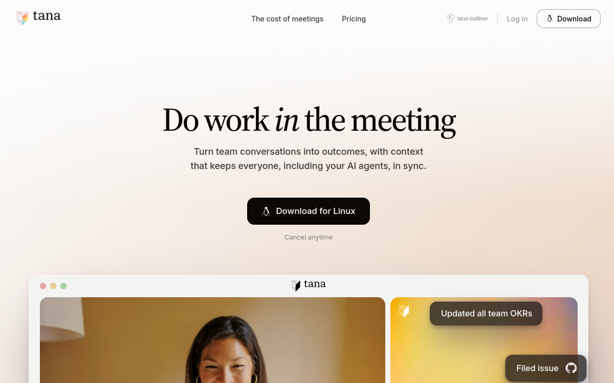Tana TODO website screenshot