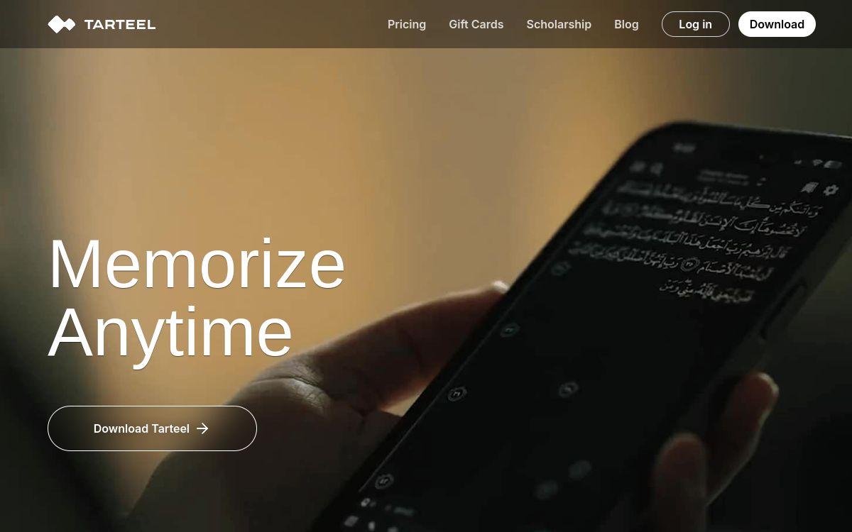 Tarteel website screenshot