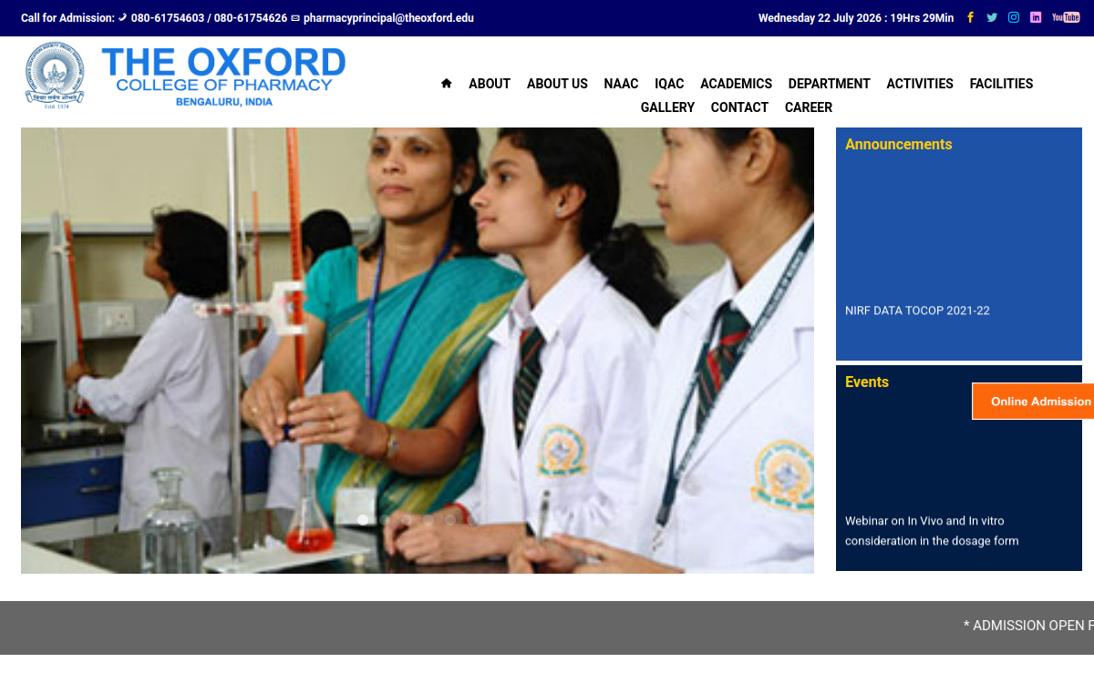 Oxford College of Pharmacy official campus