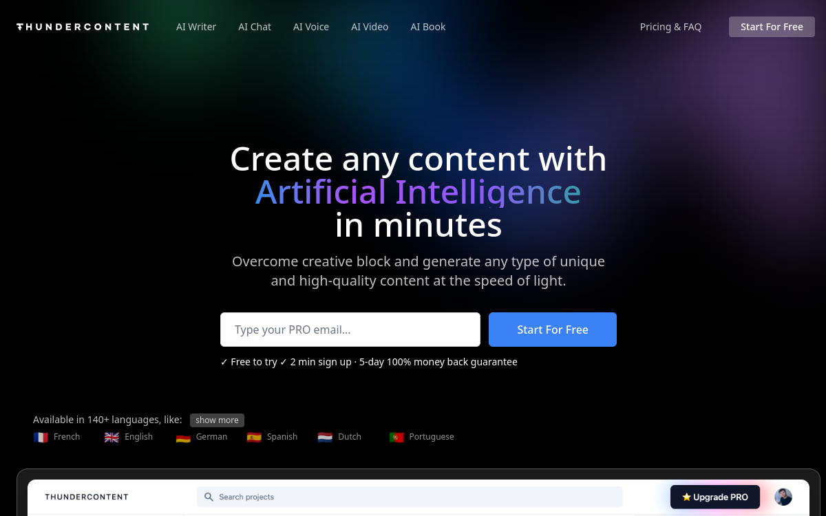 Thundercontent website screenshot