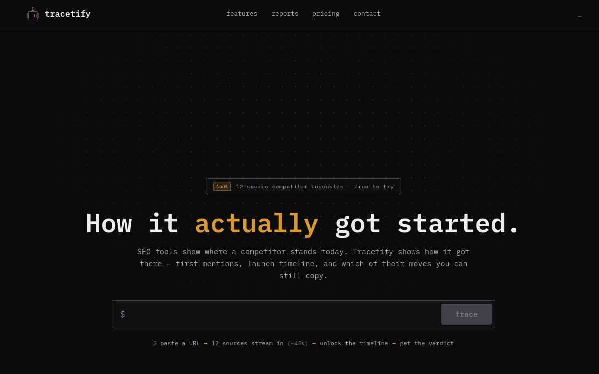 Tracetify website screenshot