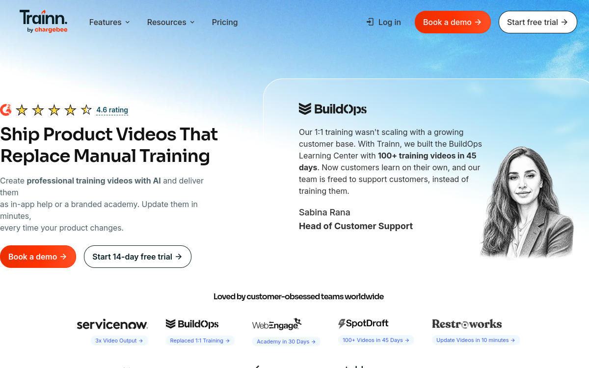 Trainn AI website screenshot