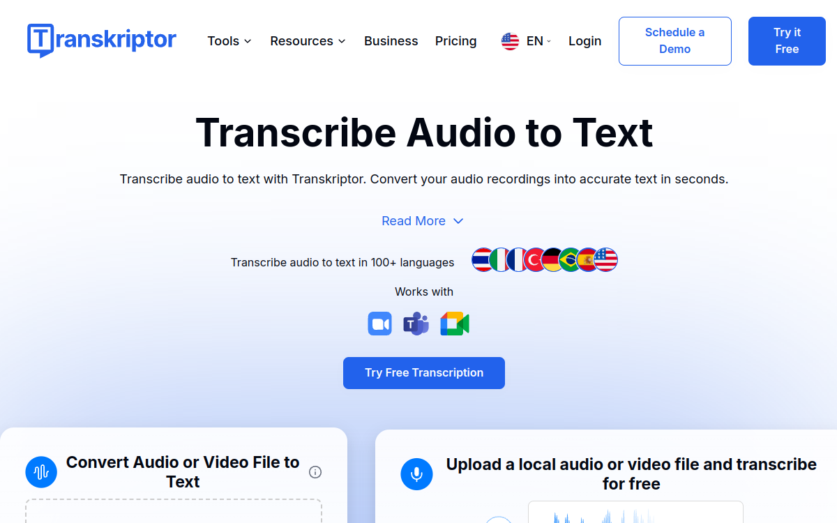 Transkriptor screenshot