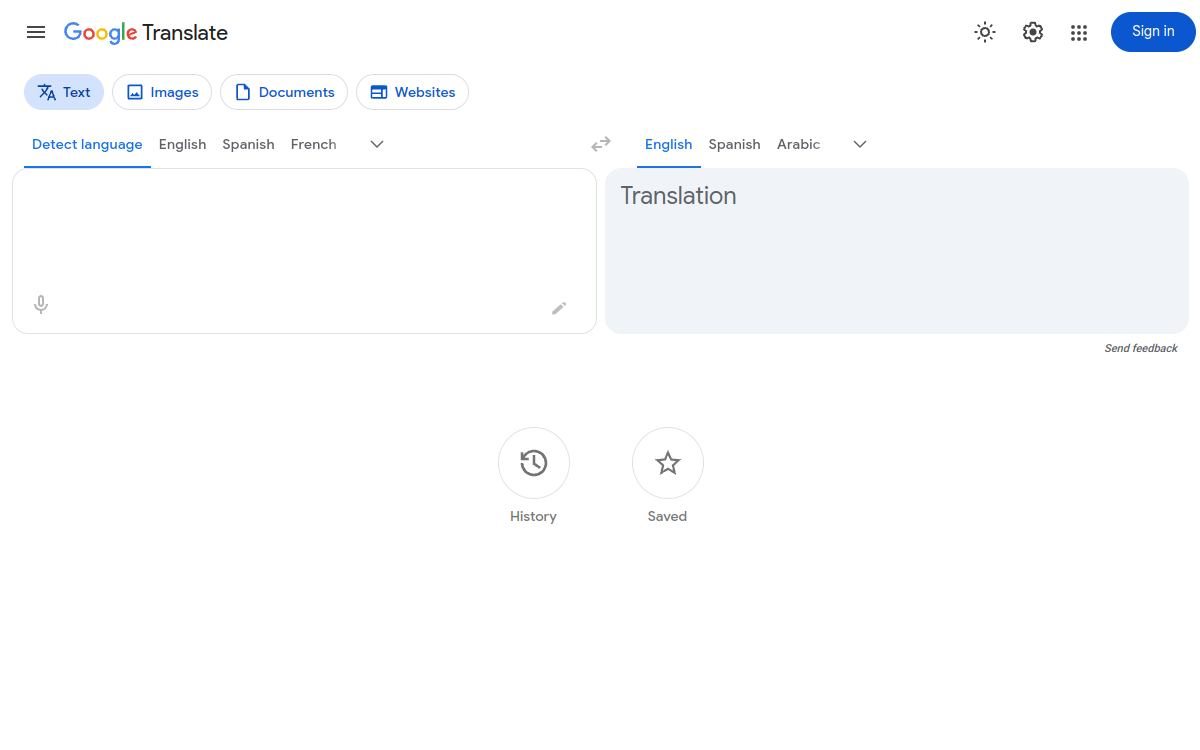 Google 翻译 网站预览
