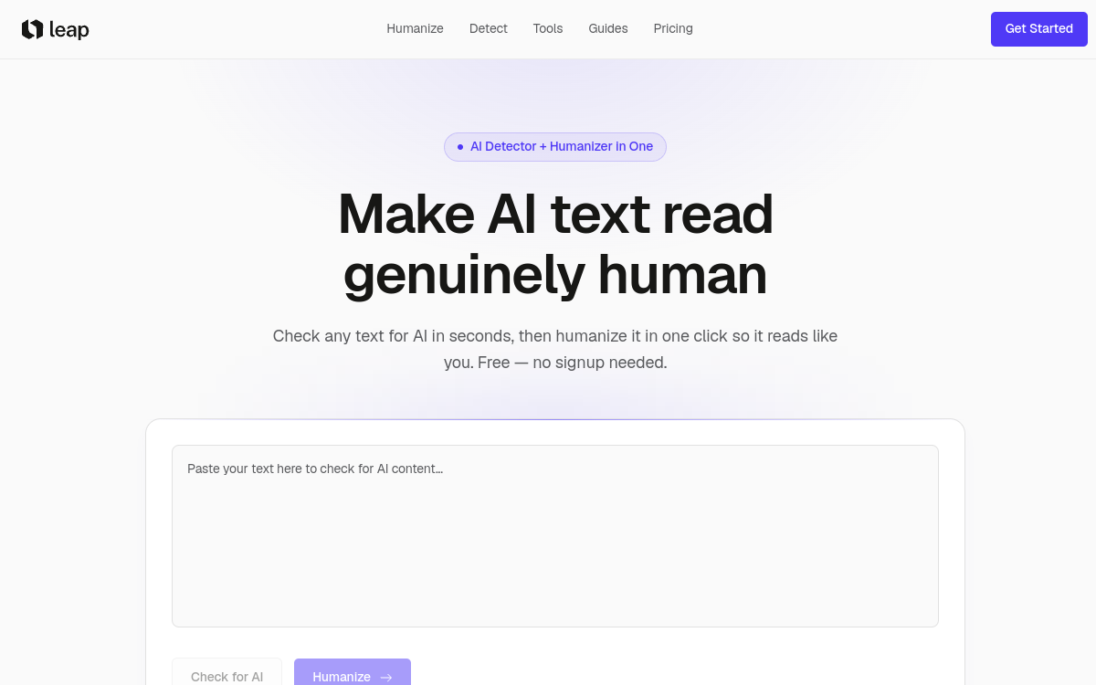 Leap AI website screenshot