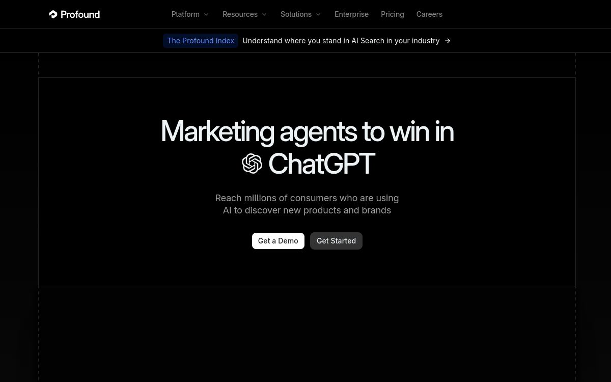 Profound homepage screenshot