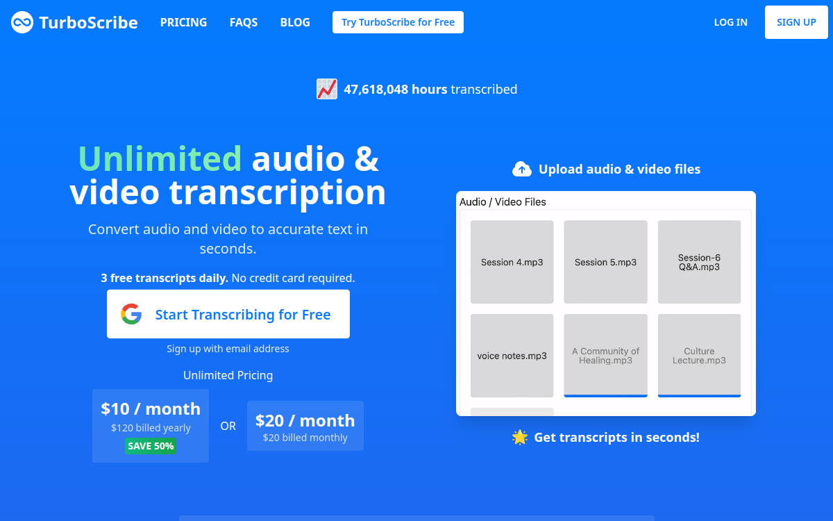 TurboScribe 网站预览