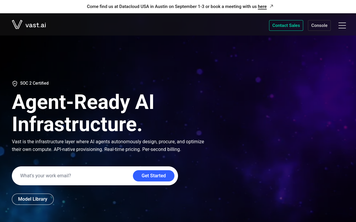 Vast ai website screenshot
