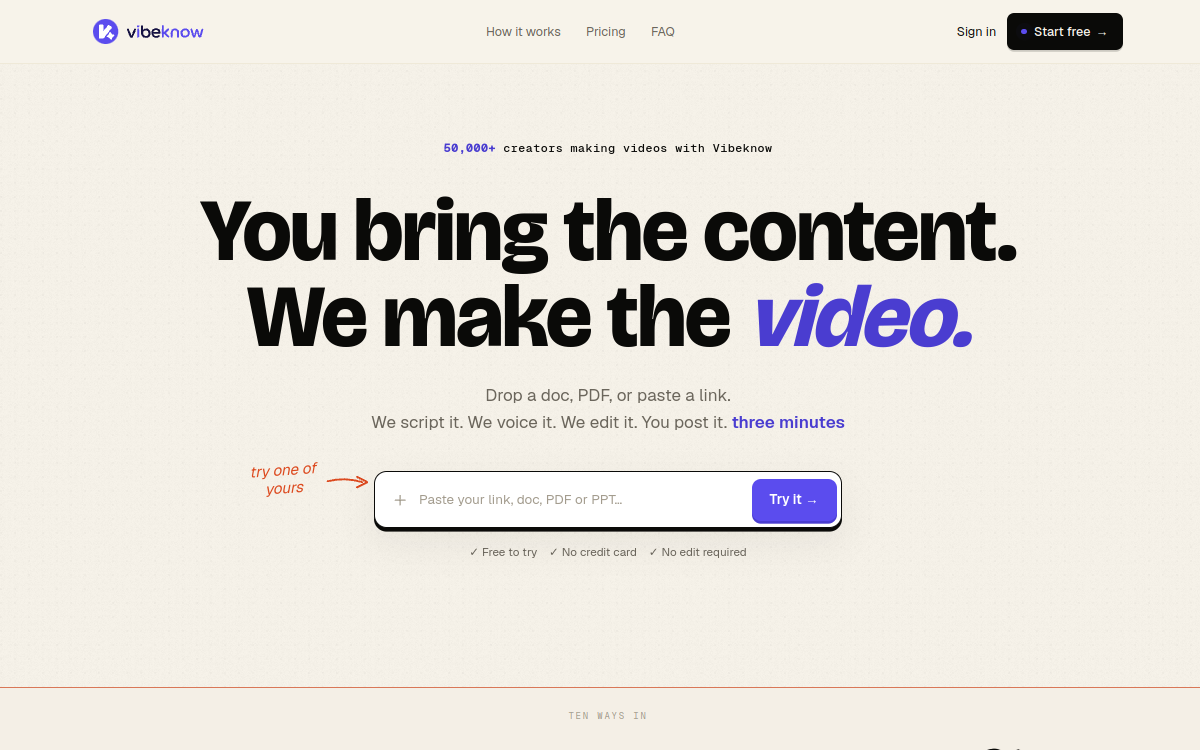 VibeKnow Studio website screenshot