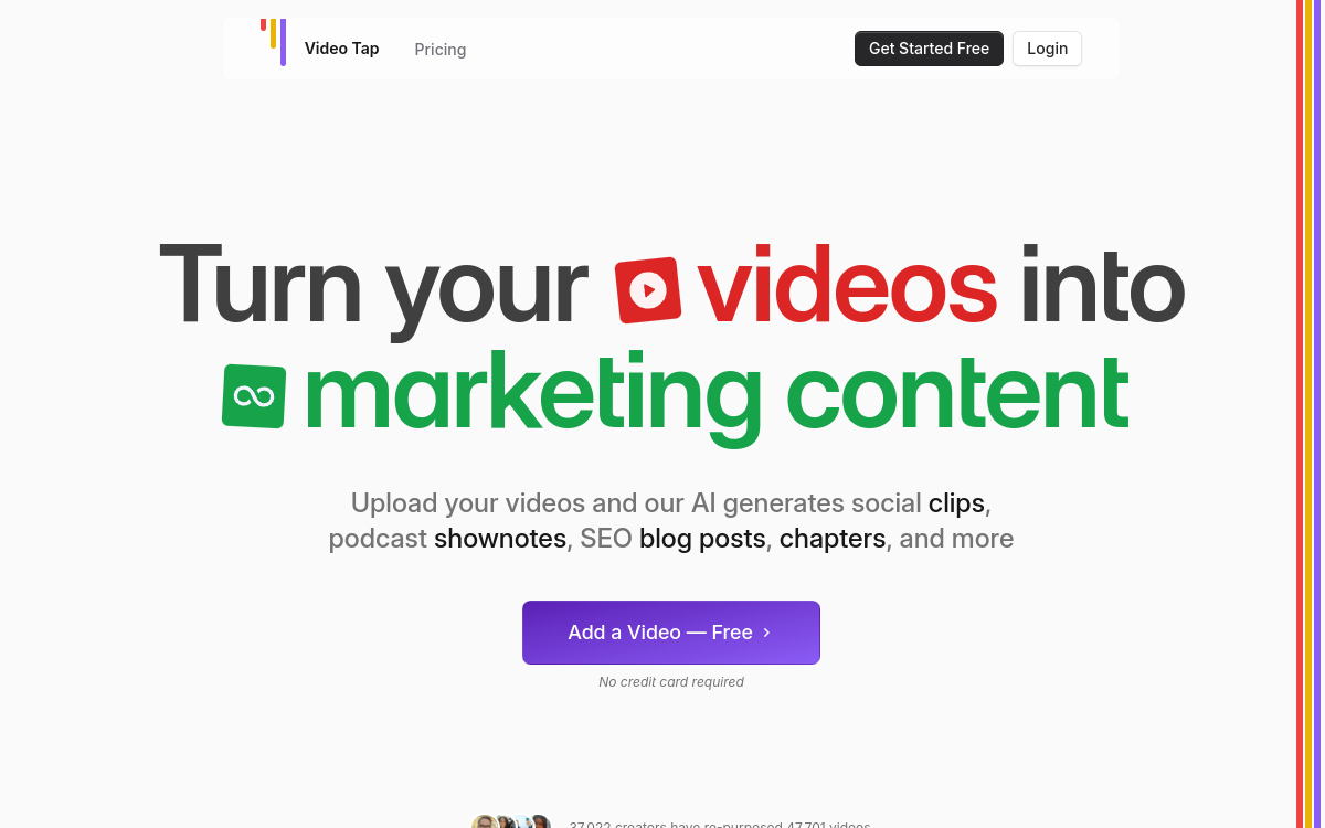 VideoTap website screenshot